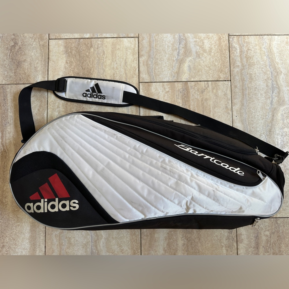 Adidas Black and Silver Duffel Bag